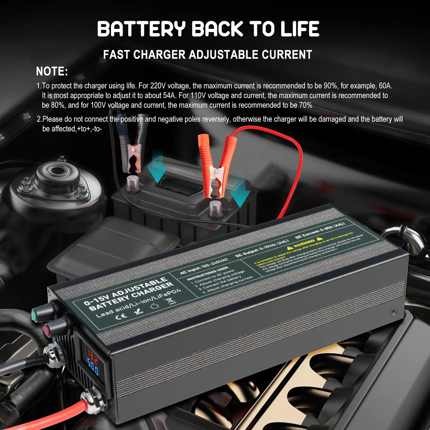 12V 60A LiFePO4 Battery Charger