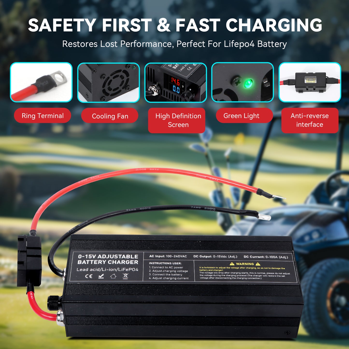 Lifepo4 Battery Charger Lithium 60A 100A 12V 12.6V 14.6V
