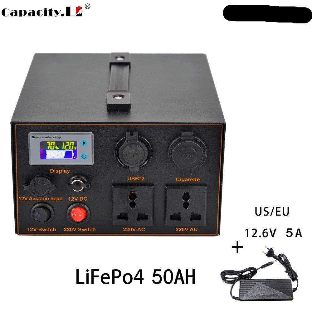 60AH 220V 500W Portable lithium battery Power Station Pure Sine Wave Socket Rechargeable Lithium Battery Pack for Camping Backup Power Supply
