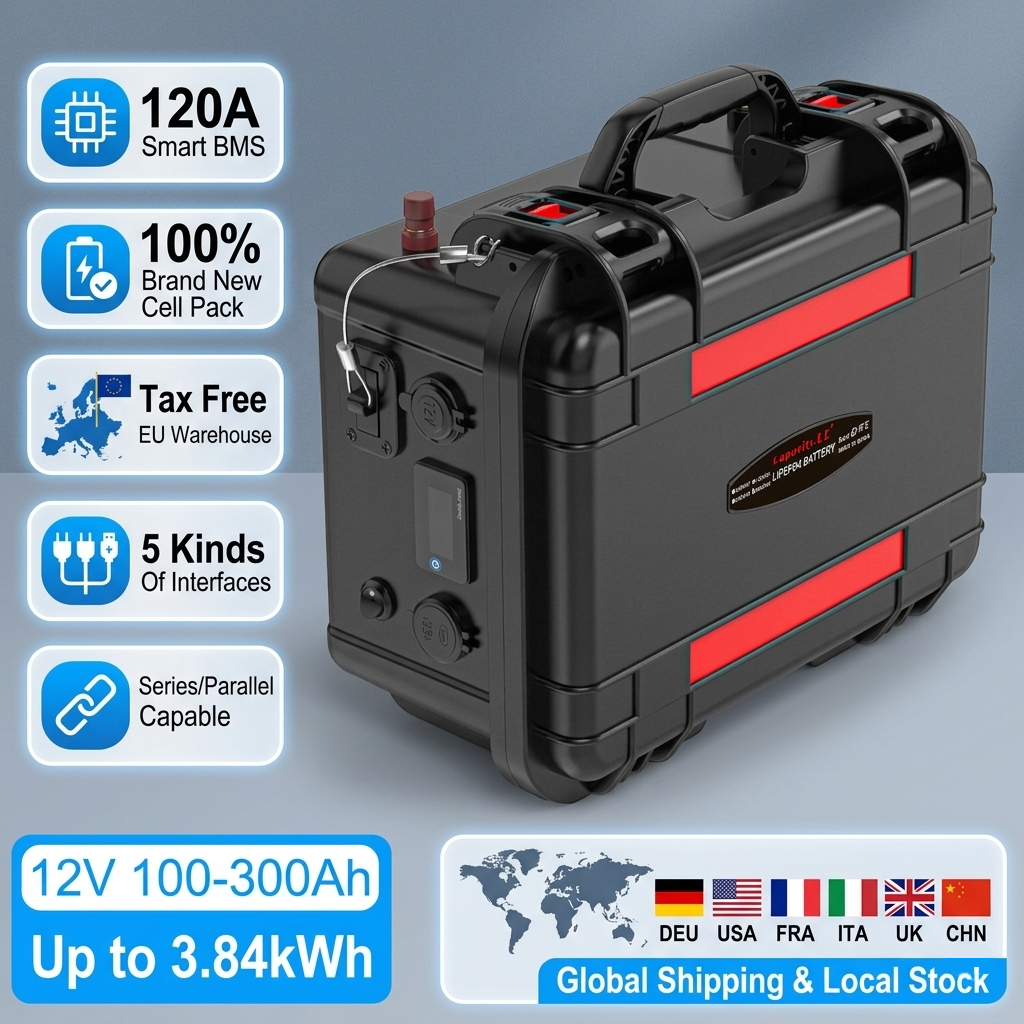 12V 100Ah-200Ah LiFePO4 Battery Packs - Premium Grade A Cells with BMS
