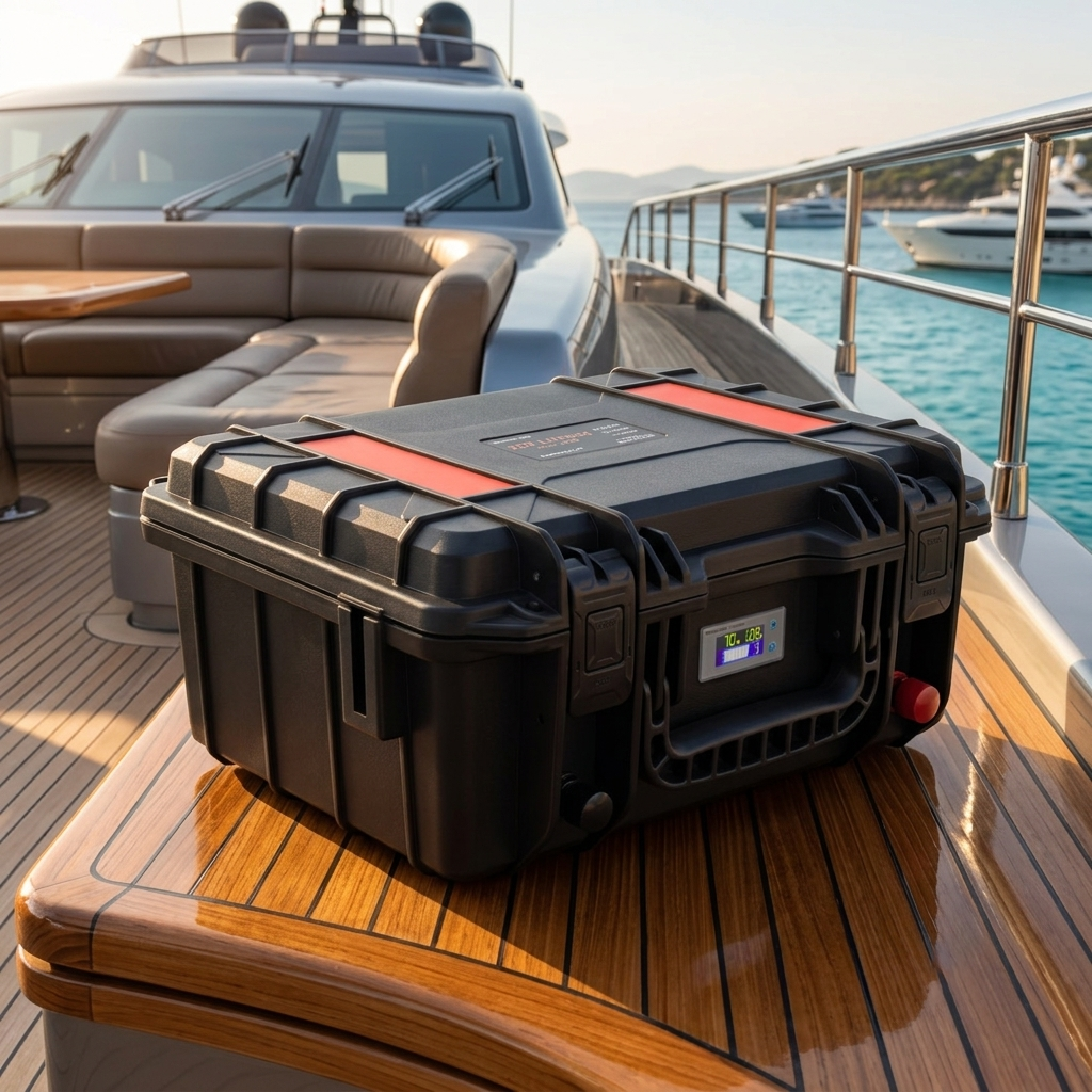 12V 100Ah LiFePO4 Battery Pack - Waterproof Suitcase Style with Built-in BMS for RV