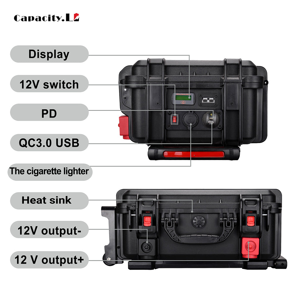 36V 100AH Lifepo4 Battery Pack 36V100ah Large Capacity Rechargeable Solar Cell Battery for Camping with BMS Trolley Case Battery