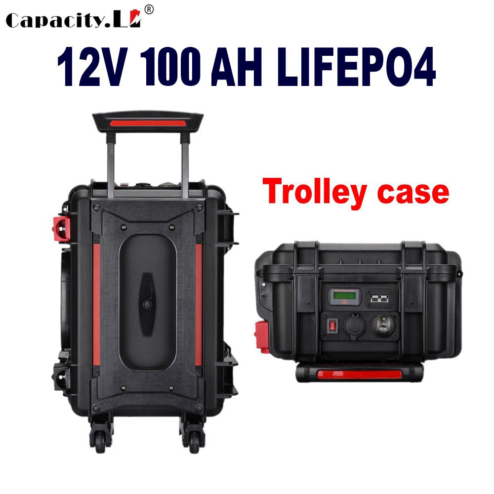 36V 100AH Lifepo4 Battery Pack 36V100ah Large Capacity Rechargeable Solar Cell Battery for Camping with BMS Trolley Case Battery