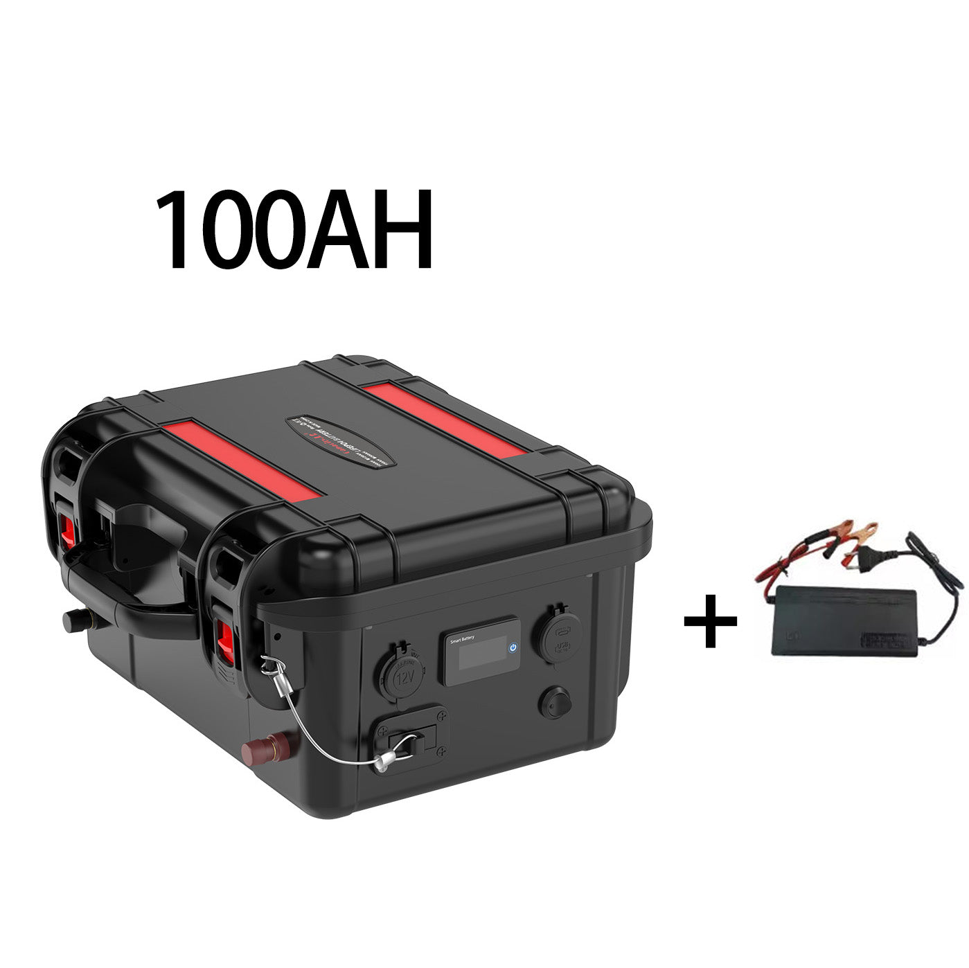 12V 100Ah lithium iron phosphate LiFePo4 battery pack without Bluetooth 100Ah with BMS rechargeable waterproof marine RV outdoor backup solar inverter power supply
