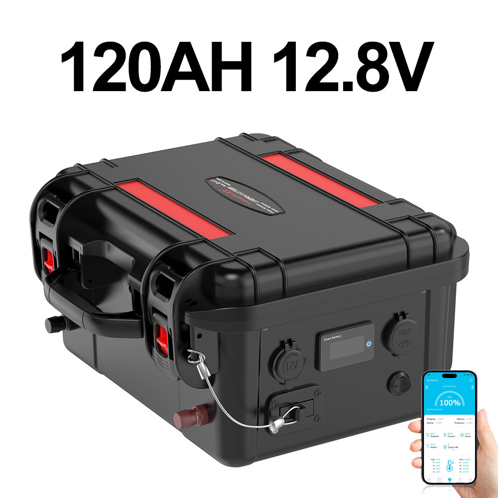 12V 100Ah lithium iron phosphate LiFePo4 battery pack without Bluetooth 100Ah with BMS rechargeable waterproof marine RV outdoor backup solar inverter power supply