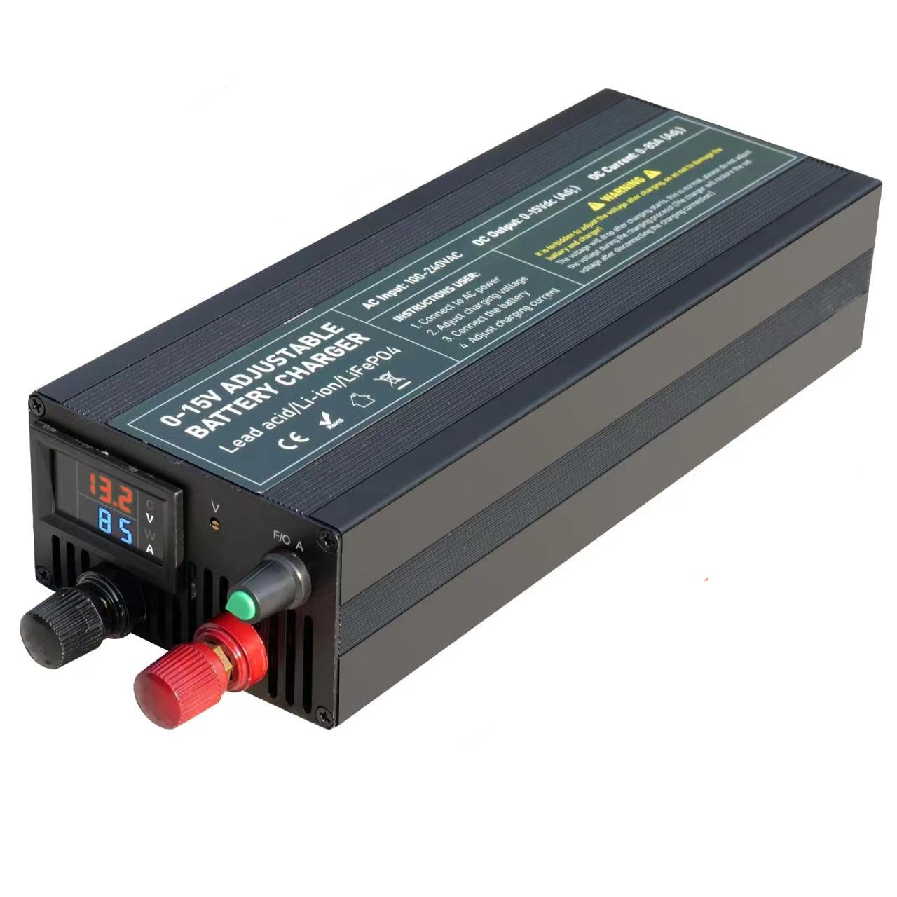 100A 60a 85A 12v Smart Battery Charger 30A 20A Fast Charger with Adjustable Current 100V-240V for Lifepo4 Lithium Battery