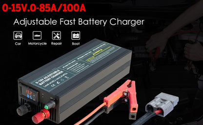 12V 60A 85A Smart Fast High Power Battery Charger with Input Voltage 100V-240V for Large Capacity Lifepo4 Lithium Battery