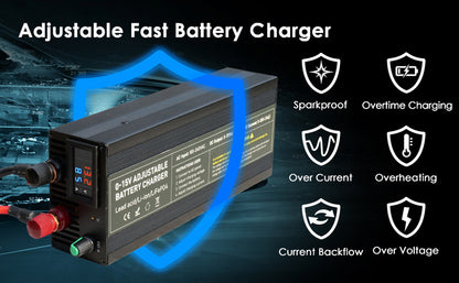 12V 60A 85A Smart Fast High Power Battery Charger with Input Voltage 100V-240V for Large Capacity Lifepo4 Lithium Battery