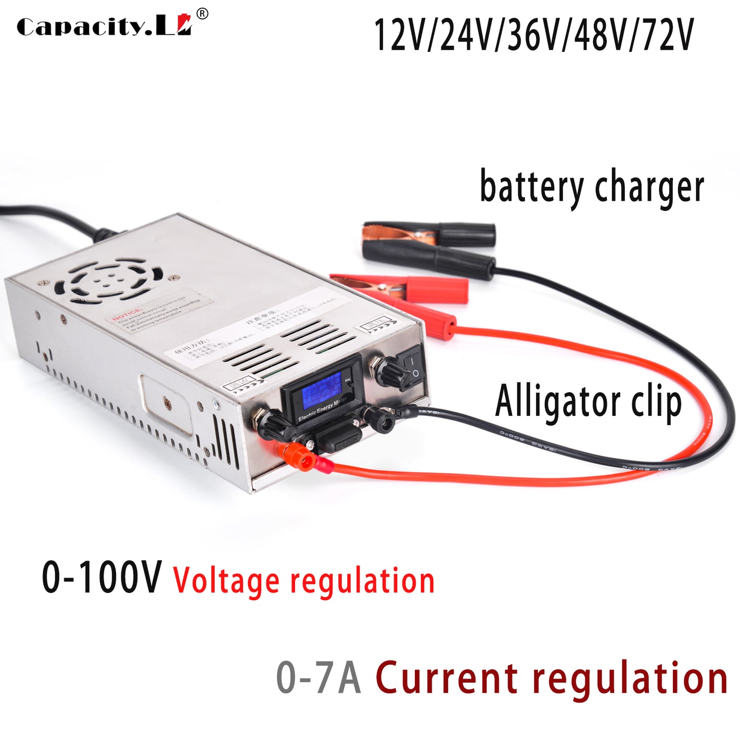 12V 24V 36V 48V Lifepo4 Charger 12V 72V 84V Lithium Battery Charger 0-90V 7A Adjustable Voltage and Current Battery Adapter