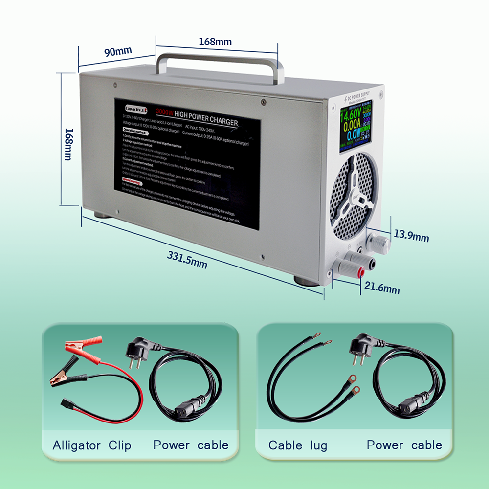 Lithium/Lifepo4/Lead-acid Battery Universal Charger 60V/120V Adjustable Voltage Can Charge Any Equipment on Automobiles Ships