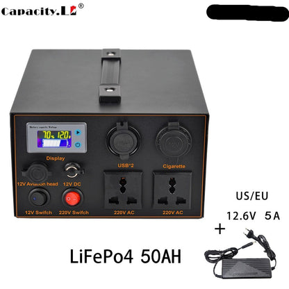 60AH 220V 500W Portable lithium battery Power Station Pure Sine Wave Socket Rechargeable Lithium Battery Pack for Camping Backup Power Supply