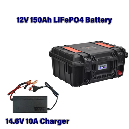 12V 100Ah 120Ah 150Ah Large Capacity LiFePO4 Battery Packs BMS Waterproof Suitcase Battery