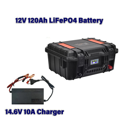 12V 100Ah 120Ah 150Ah Large Capacity LiFePO4 Battery Packs BMS Waterproof Suitcase Battery