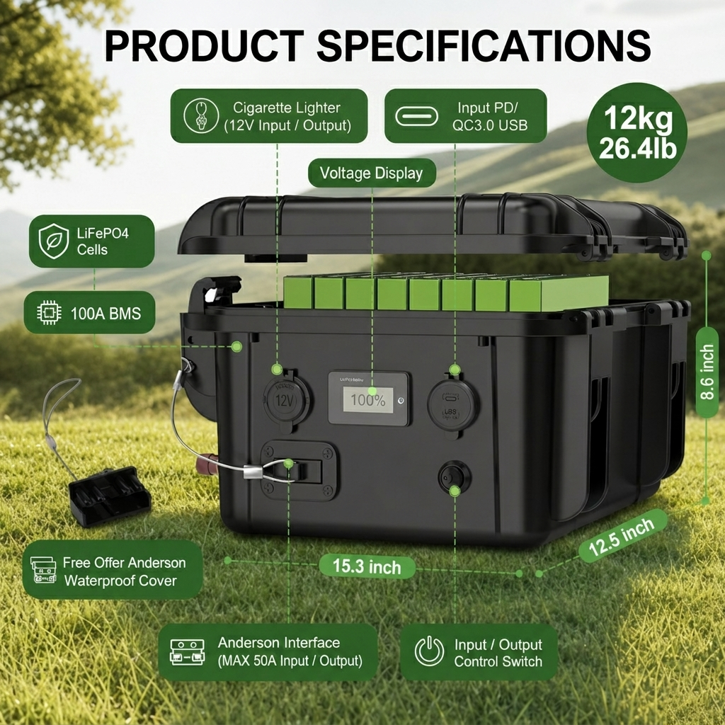 12V 100Ah-200Ah LiFePO4 Battery Packs - Premium Grade A Cells with BMS