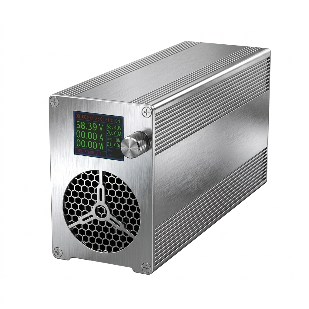 0-100V Adjustable LiFePO4 Battery Charger - Smart 25A with LCD Display for Solar/RV/Boat