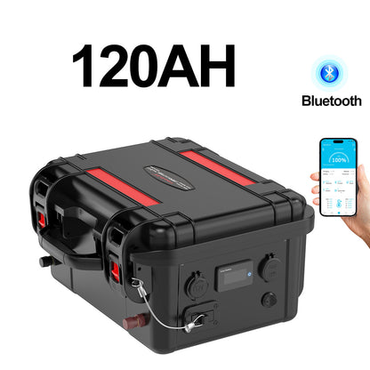 4S1P 12.8V 100Ah/120Ah/200Ah With Bluetooth Lifepo4 Battery Pack Rechargeable Solar Battery 12V With PD BMS for RV Boat Motor Outdoor Inverter Support Solar Energy MPPT