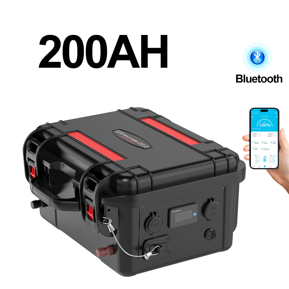 12V 100Ah lithium iron phosphate LiFePo4 battery pack without Bluetooth 100Ah with BMS rechargeable waterproof marine RV outdoor backup solar inverter power supply