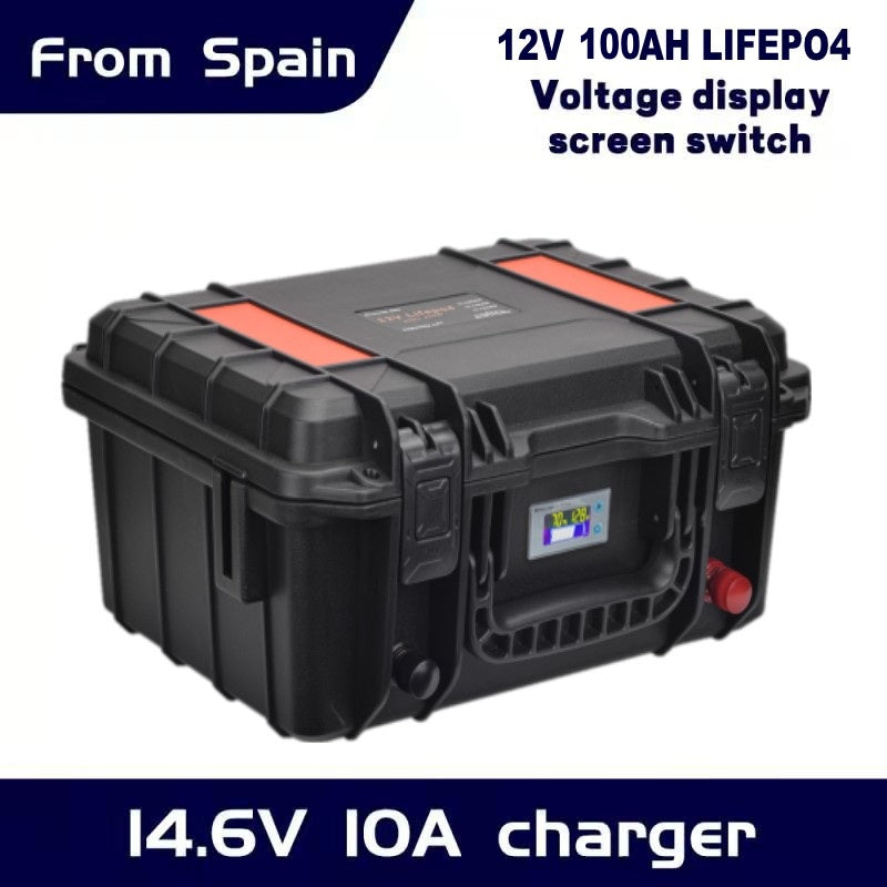 12.8V 100Ah 120Ah 150Ah Large Capacity LiFePO4 Battery Packs BMS Waterproof Suitcase Battery for Outdoor Power Supply 12V DC Output