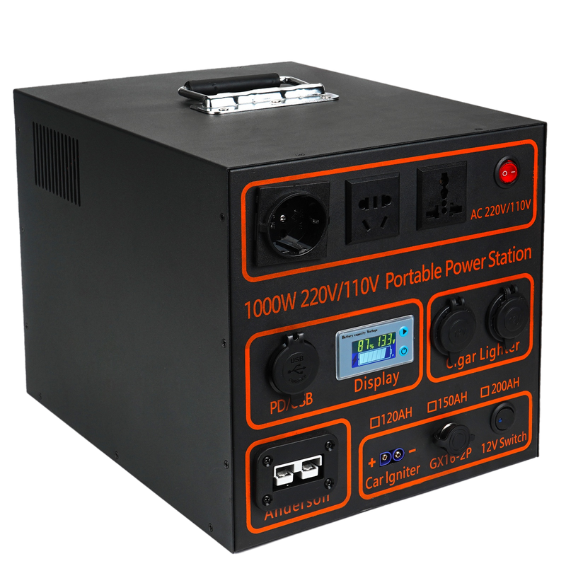 12V LiFePO4 Power Bank 1000W - Portable 220V/110V Output for Camping & RV