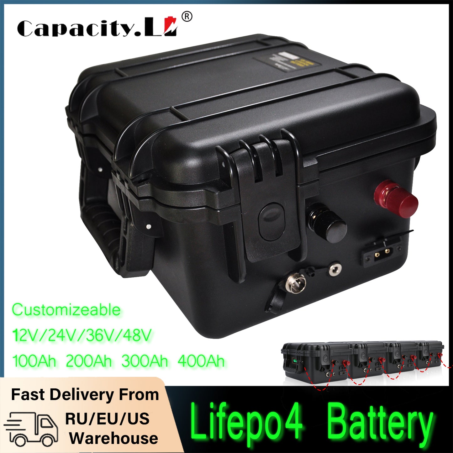 Parallel/Series Lifepo4 Battery Pack 100Ah 200Ah 300Ah 400Ah 12V/24V/36/48V Power Supply for family as reservationMotor Battery Power